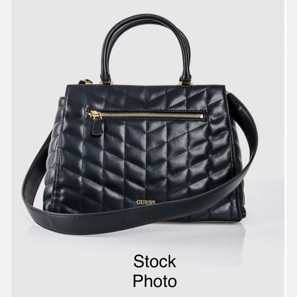 Guess Brera quilted satchel handbag in black with gold-tone studs - Picture 5 of 7